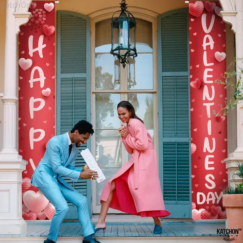 Miniatura 9 de KatchOn, Cartel de feliz día de San Valentín – XL, 72 x 12 pulgadas Cartel de puerta de San Valentín para decoraciones de feliz día de San