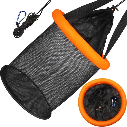 Dovesun Cesta de Pesca Flotante, Red de Pesca Plegable Portátil de Malla de Nylon | Red de Almacenamiento de Señuelos Revestida de Nylon para