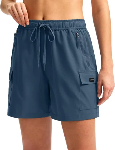 SANTINY - Pantalones cortos tipo cargo de senderismo para mujer, de secado rápido, ligeros, deportivos, de verano, para viajes, golf, con bolsillos