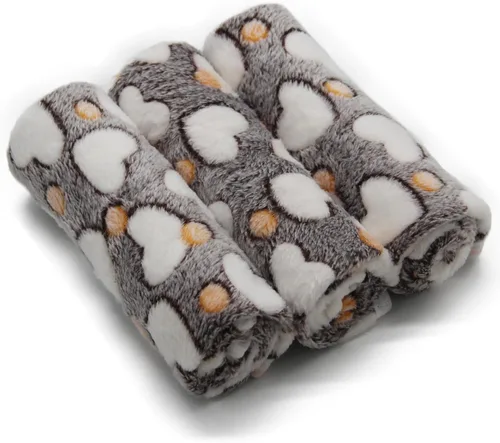 Miniatura 10 de 1 paquete de 3 mantas para cachorros, súper suaves y cálidas, tapete gris para dormir con bonito estampado de vellón esponjoso, manta de franela