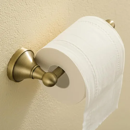 Miniatura 3 de Flybath Portarrollos de papel higiénico sin tapa de latón antiguo, barra de rollo de papel higiénico para baño montado en la pared, 20 cm / 7.87