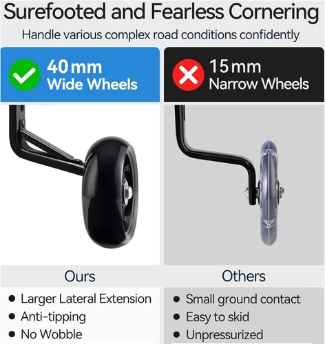Miniatura 2 de Ruedas de entrenamiento para bicicleta, par de ruedas traseras resistentes con estabilizadores, kit montado para niños y niñas, bicicletas de una