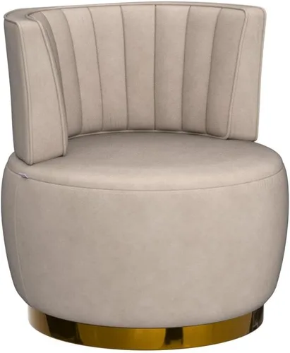 Miniatura 5 de Silla giratoria de terciopelo, moderna silla decorativa tapizada, silla redonda giratoria de 360° con base de metal dorado, cómoda silla de brazo