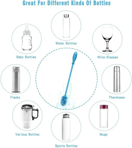 Miniatura 5 de Cepillo de silicona para botellas con mango largo, limpiador de botellas de agua para biberones, Hydro Flask, botellas deportivas, jarrones