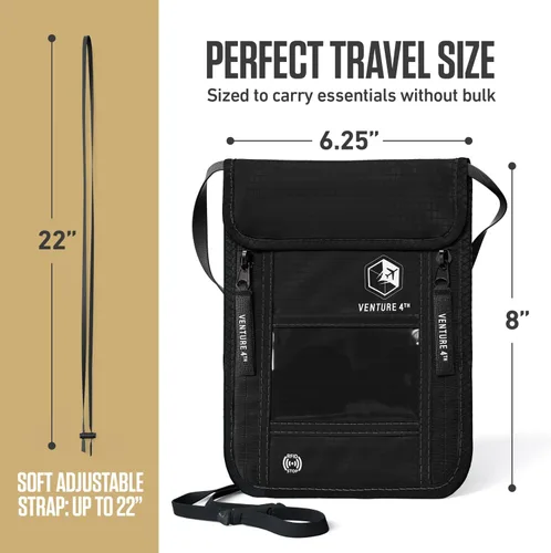 Miniatura 42 de Venture 4th bolsa de cuello de viaje con traba RFID, gris), V4-01-NP-GR