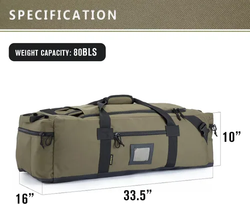 Miniatura 6 de Bolsa de lona grande de 86 litros para viajes, gimnasio y deportes, poliéster repelente al agua, correas ocultas, compartimento para zapatos, bolsa