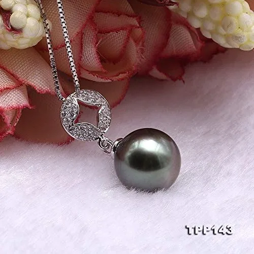 Miniatura 4 de Plata de ley jyx 9,5mm Tahitian Perla Cultivada Collar con Colgante