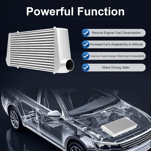 Miniatura 3 de Intercooler universal, kit de intercooler de ajuste universal, intercooler de aluminio de 1000 HP de entrada y salida de 3 pulgadas, núcleo de 4