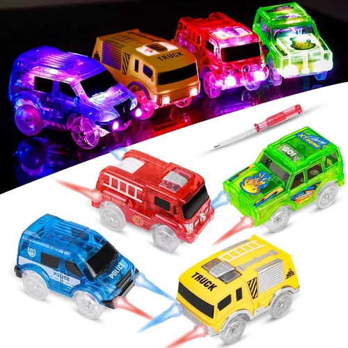 FancyWhoop Solo repuesto para autos de pistas – Coches mágicos iluminados para pistas compatibles con autos de juguete que brillan en la oscuridad