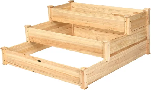 Miniatura 8 de Conjunto de cama de jardín elevada de madera Giantex, caja de plantación rectangular para verduras, frutas, flores, hierbas, cama de plantación