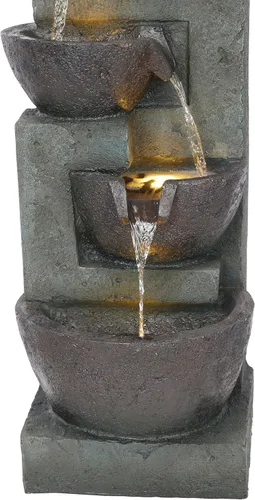 Miniatura 10 de Alpine Corporation TZL390 Elegante fuente de cascada de cuencos de 5 niveles para exteriores con luces LED para jardín, patio, jardín trasero