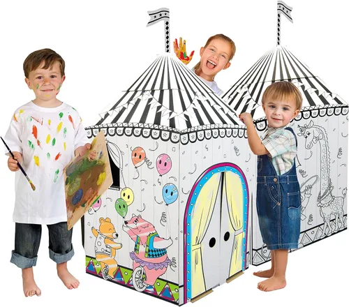 Miniatura 5 de Adventure Awaits! Casa de juegos de circo de cartón para niños, colorea, dibuja y personaliza, ideal para el tiempo de juego y el tiempo de artes