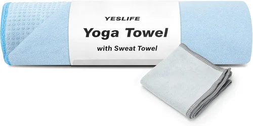 YESLIFE Toalla de yoga caliente antideslizante extra gruesa con una toalla para el sudor, toalla de microfibra absorbente del sudor para esterilla