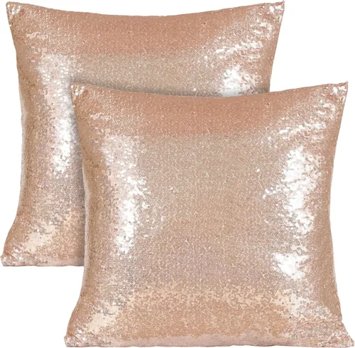 Miniatura 10 de Poise3EHome Fundas de almohada decorativas de 18 x 18 pulgadas, color rosa fucsia con lentejuelas, para sofá, cama, sala de estar, Navidad