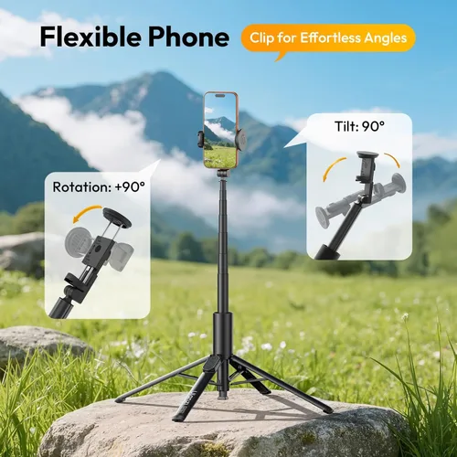 Miniatura 5 de ULANZI MT86 - Trípode de teléfono de apertura automática de 60 pulgadas, control remoto Bluetooth de aluminio de 4 patas con zapata fría, ligero