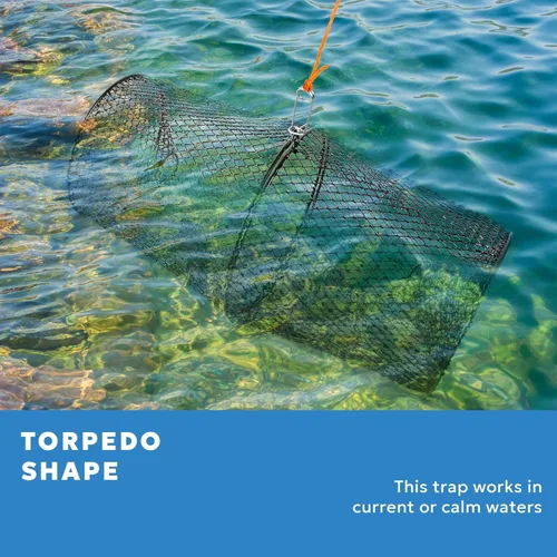 Miniatura 3 de Trampa para cangrejos con cuerda naranja de 14.5 M, malla de acero resistente con clip de resorte, trampa de pesca para cangrejos de río