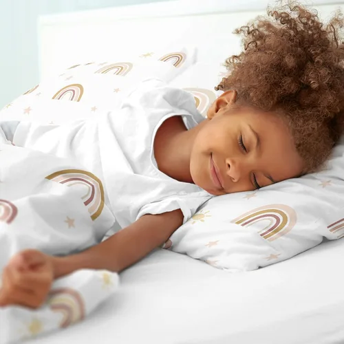 Miniatura 4 de Sweet Jojo Designs Juego de edredón individual de 2 piezas (arcoíris bohemio rosa) para niñas, niños, ropa de cama para niños, ropa de cama en una