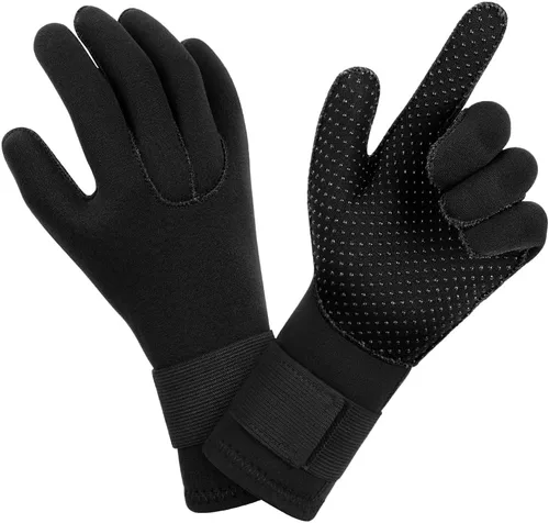 Miniatura 13 de AUAUY Guantes de buceo, guantes de neopreno de 0.118 pulgadas (0.118 in), guantes de neopreno cálidos de cinco dedos, guantes de surf flexibles