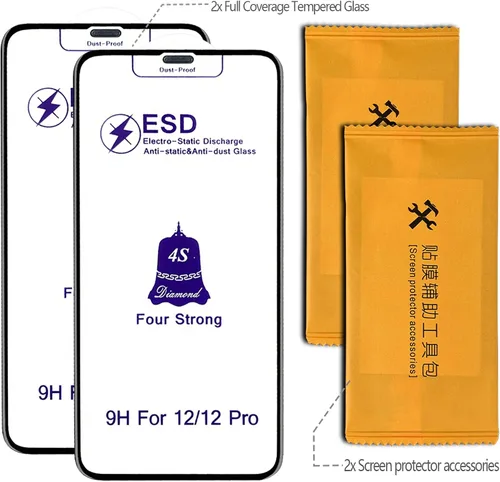 Miniatura 2 de Johncase [Paquete de 2 protectores de pantalla de vidrio templado de alta calidad de cobertura completa 3D 9H de 0.012 in, compatible con fundas]