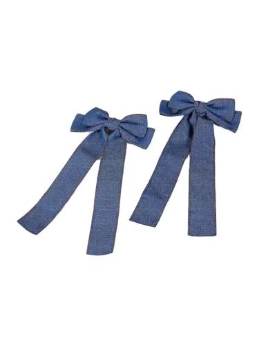 Miniatura 11 de Pinza para el pelo de mezclilla azul, con lazo para niñas, color azul, vaqueros, pasador para el pelo para niñas, lazos grandes, BW01 (azul claro)