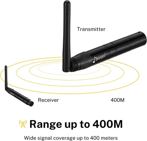Miniatura 2 de Donner 2 piezas DMX512 DMX Dfi DJ 2.4G inalámbrico 1 receptor con cúpula de luz y 1 transmisor de control de iluminación para escenario (Negro)