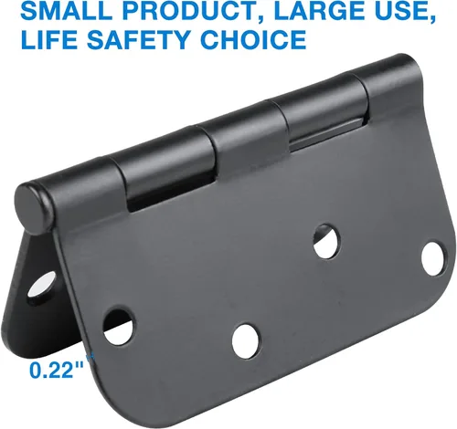 Miniatura 4 de Bisagras de puerta negras de 4 x 4 pulgadas, paquete de 12 bisagras de puerta negras mate de 4 pulgadas, bisagra de puerta interior y exterior