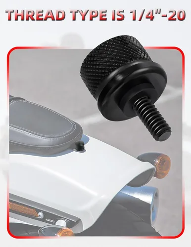 Miniatura 2 de Amazicha Perno de asiento de aluminio negro con tornillo, compatible con Harley Davidson Sportster Softail Touring Dyna 1996-2026