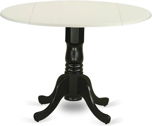 Miniatura 27 de East West Furniture DLT-BLK-T mesa de comedor redonda - con tapa redonda y 2 hojas desplegables y pata de pedestal, 42x29.5 pulgadas, acabado negro