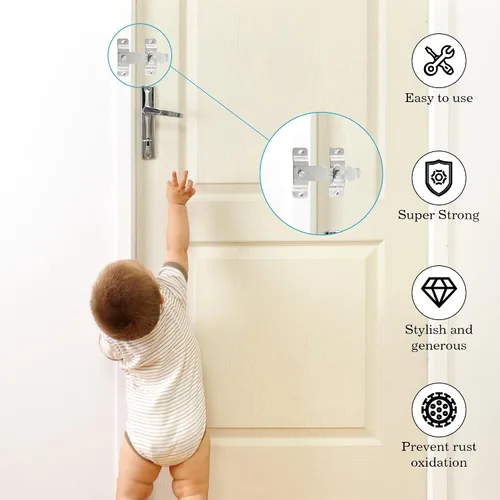 Miniatura 6 de Alise Cerradura de pestillo abatible de 4 pulgadas, Cerradura de seguridad para puerta para cerca de granja de madera, puertas francesas correderas