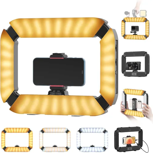 Soporte de Video para Smartphone PICTRON U200 Luz de Anillo LED Portátil Luz para Selfies Estabilizador de Video para Teléfono para Cámara,
