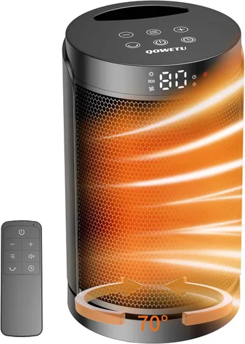 Calentador de espacio portátil pequeño para uso en interiores - Calentadores eléctricos QOWETU de 1500 W con termostato, oscilación de 70°, 5 modos,