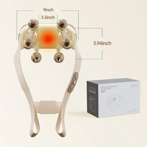 Miniatura 9 de Masajeador de cuello para aliviar el dolor de tejido profundo, masajeador de espalda Shiatsu inalámbrico con calor, almohada eléctrica de masaje