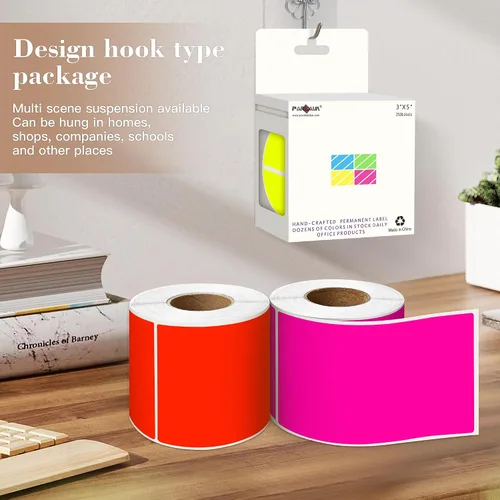 Miniatura 4 de PARLAIM 5 x 3 pulgadas Rectángulo de colores pegatinas de inventario, 1000 unidades de 4 rollos de etiquetas adhesivas cuadradas para cajas móviles