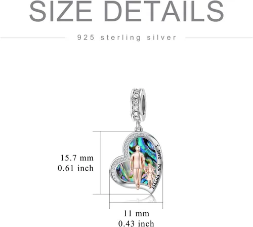 Miniatura 3 de PROESS Dije para padre, madre e hija, pulsera de plata de ley para pulseras, regalos de cumpleaños, día de San Valentín, para hija, madre, amante