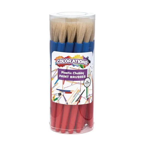 Colorations® Juego de 24 pinceles de mango de plástico de mejor valor, manualidades para niños, pintura para niños, pinceles a granel, paquete
