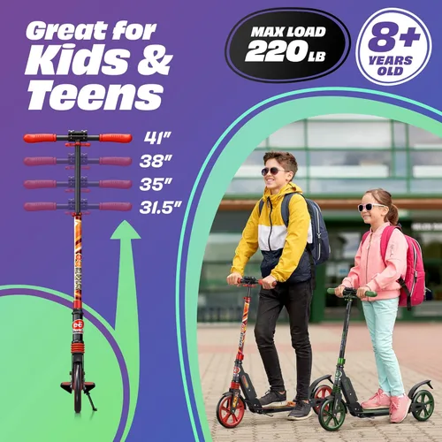Miniatura 2 de SKIDEE Patinete para Adultos y Adolescentes, Altura Ajustable, Plegable, Ruedas Grandes, Ligero, Duradero, Suspensión Anti-Golpes, Hasta 220 Libras