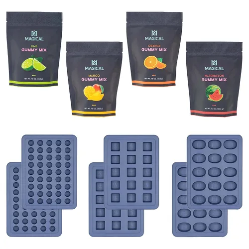 Miniatura 10 de Kit de Mezcla y Molde de Gomitas de Mantequilla Mágica – Mezcla Normal de Lima y Mango con Moldes de Silicona de 10 mL y Espatulas – Juego Fácil