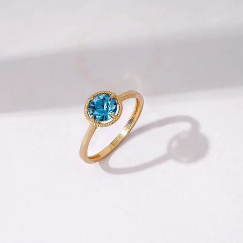 Miniatura 3 de Tienda Essentials Anillo de piedra natal de marzo de cristal importado de oro de 10 quilates (anteriormente colección Tienda)