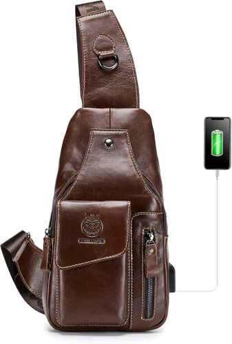 Miniatura 184 de LUKZIJAES Bolso bandolera de cuero genuino para hombre