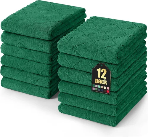 Miniatura 54 de Homaxy - Paquete de 12 trapos de cocina (10 x 10 pulgadas, morado), de terciopelo coral, supersuaves y absorbentes, de secado rápido, paño