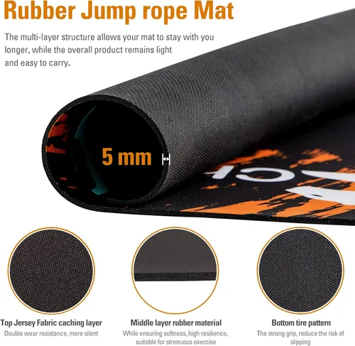 Miniatura 4 de Alfombrilla de goma grande para hacer ejercicio, para el gimnasio en casa, diseño ovalado, antideslizante, para protección de suelo y cuerda Naranja