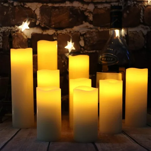 Miniatura 5 de Velas parpadeantes sin llama de 2.2 pulgadas de diámetro x 4 pulgadas de diámetro x 4 pulgadas de alto, 5, 6, 7, 8, 9 pulgadas, juego de 9 velas LED