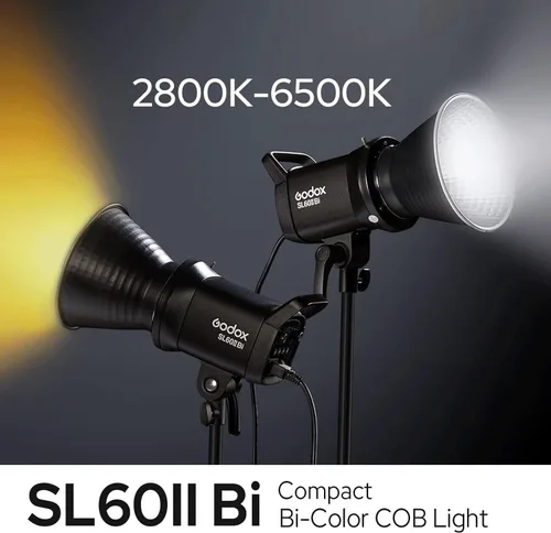 Miniatura 2 de Godox SL60IIBi Luz de video LED bicolor de 75 W, 2800 K-6500 K 25100 Lux@1 M CRI 96+ TLCI97+ Montaje Bowens Luz continua para fotografía, Luz LED