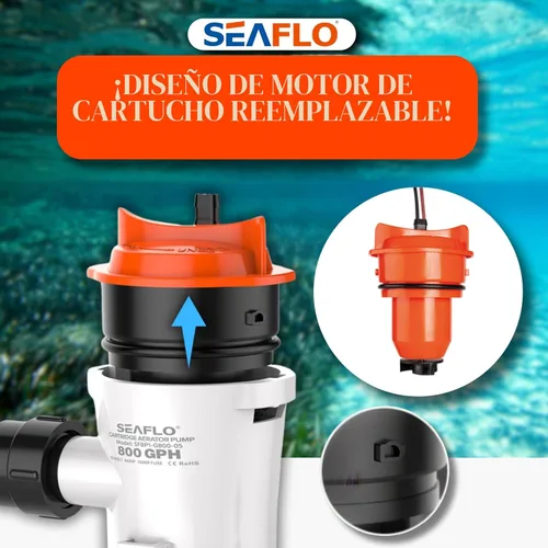 Miniatura 5 de Seaflo Livewell tanque de carnada viva sumergible con bomba de sentina para bote, 12 V, 800 gph