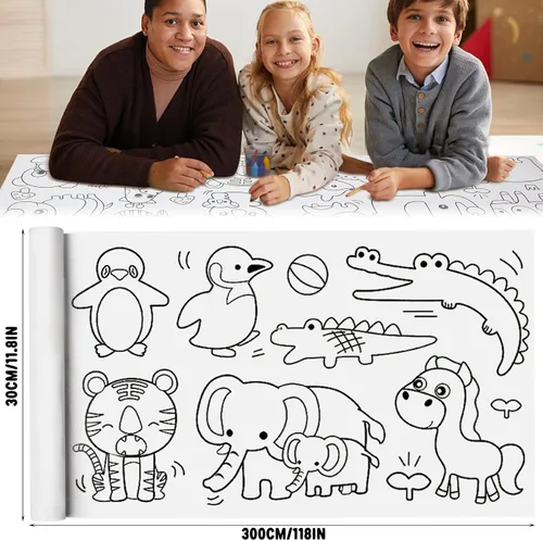 Miniatura 3 de 2 piezas de rollo de dibujo para niños, rollo de papel para colorear para regalo para niños, rollo de papel de dibujo y pintura DIY de 120 * 11.8