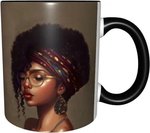 Miniatura 9 de Taza de café, taza de té para mujeres y niñas, taza de diseño único, perfecta para regalos, mujeres afroamericanas afro