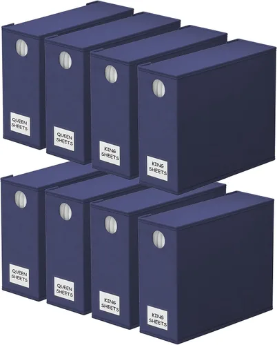 Miniatura 21 de SpaceAid Paquete de 8 Organizadores y Almacenamiento de Sábanas de Cama, Organizador de Sábanas Plegable para Armario de Ropa Blanca, Carpeta Beige