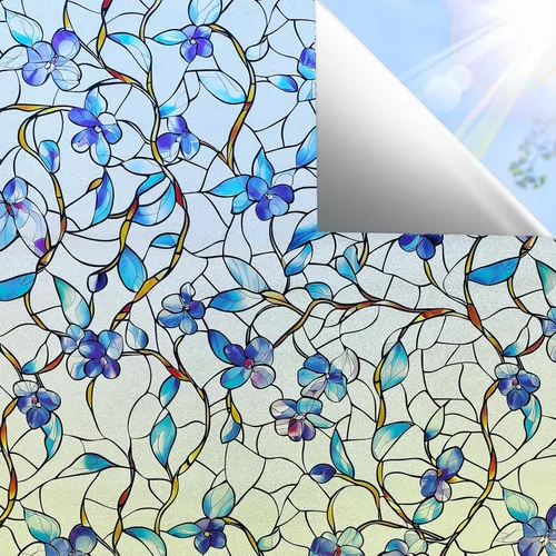 Miniatura 13 de SOMWISE Película de privacidad para ventana con herramientas, privacidad diurna y nocturna, decoración de vitrales de adherencia estática, tinte