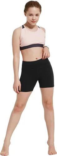 BALEAF Pantalones cortos de voleibol de 4 pulgadas para niñas, jóvenes, danza, elastano, correr, para niños, atléticos, yoga, motociclista, con