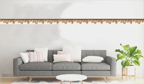 Miniatura 4 de Dundee Deco Papel tapiz para despegar y pegar DDAZBD9153 - Frontera de pared de animales de granja, color beige y verde, diseño retro, 15 pies x 7